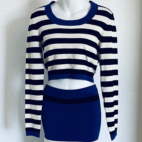 NWT Vintage Y2K TORN by RONNY KOBO Striped Knit Crop Top and Hi Rise SKIRT SET - Picture 15 of 16